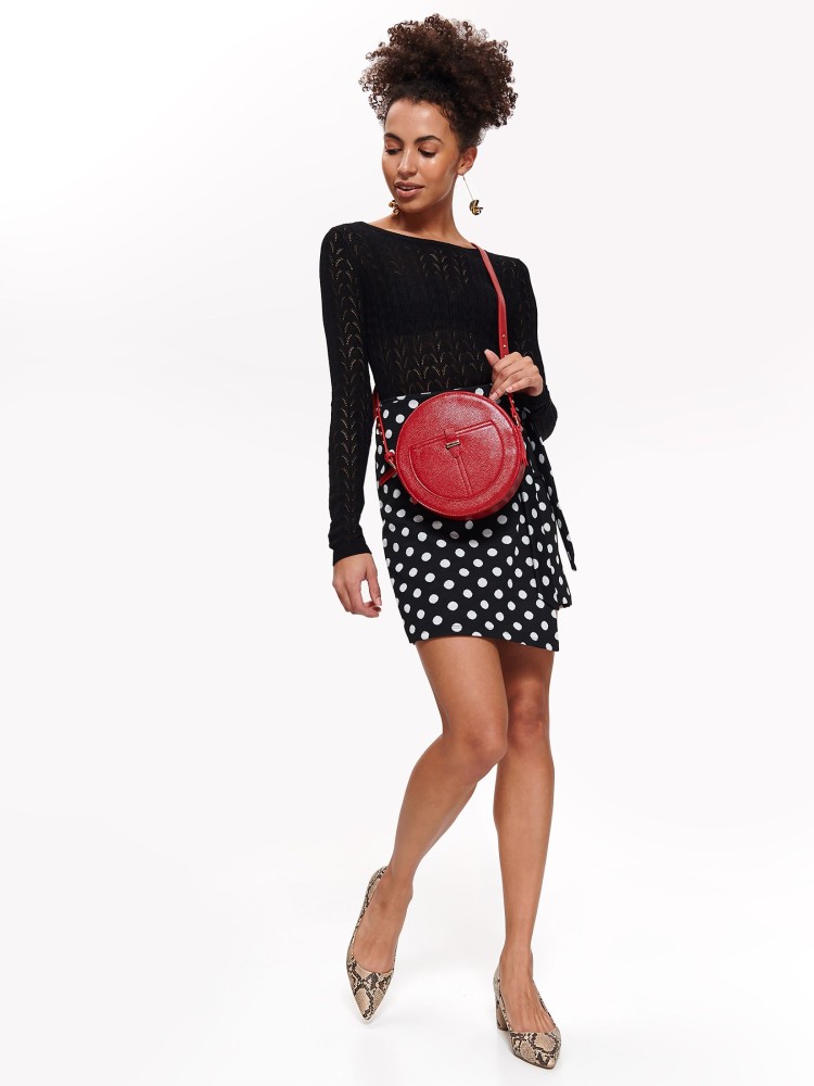 Kopertowa mini spódniczka w grochy z wiązaniem Kopertowa mini spódniczka w grochy z wiązaniem