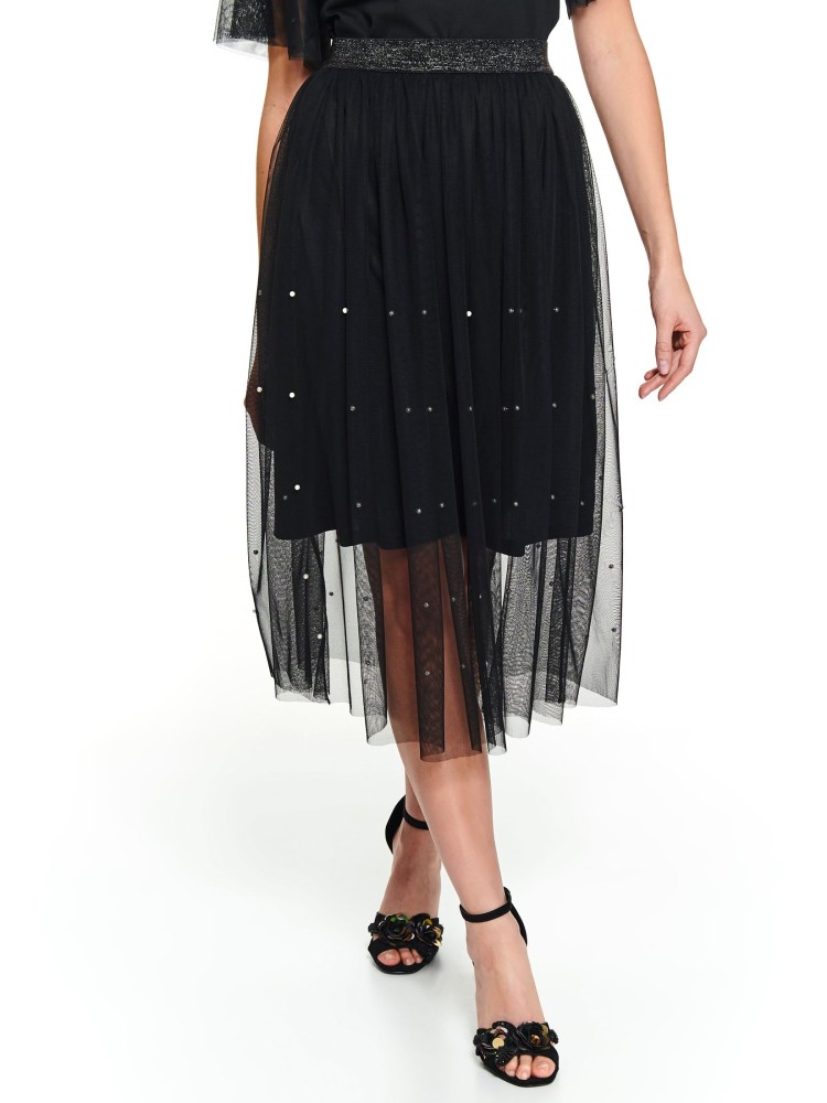 Plisowana tiulowa spódnica z perłami