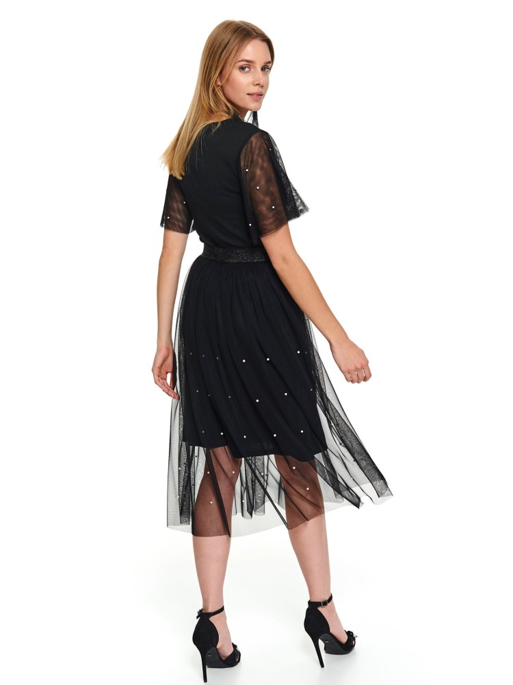 Plisowana tiulowa spódnica z perłami