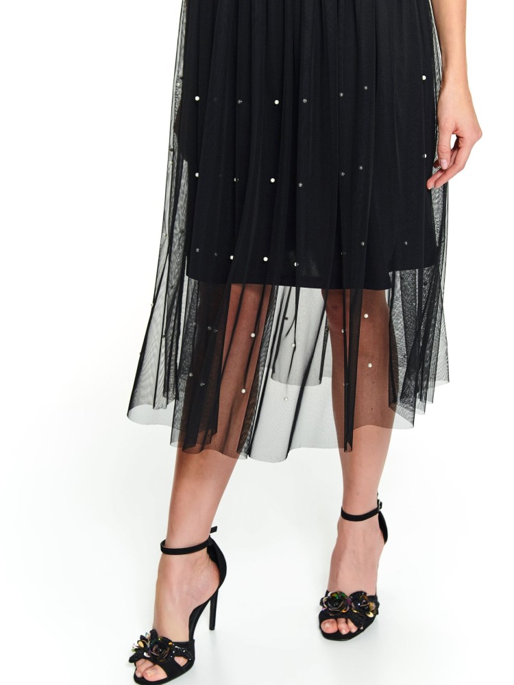 Plisowana tiulowa spódnica z perłami