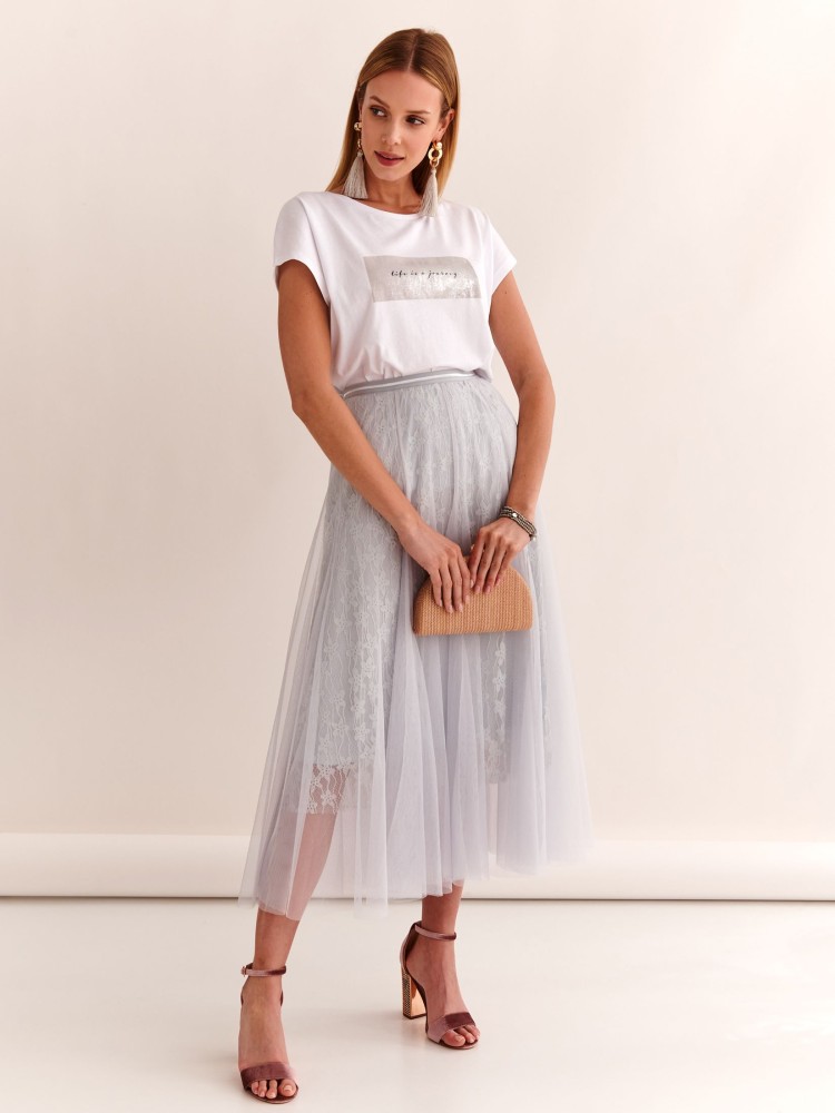 Elegancka rozkloszowana tiulowa spódnica