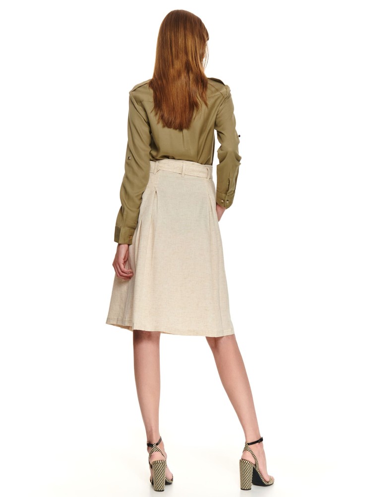 Lniana spódnica w stylu safari z paskiem 