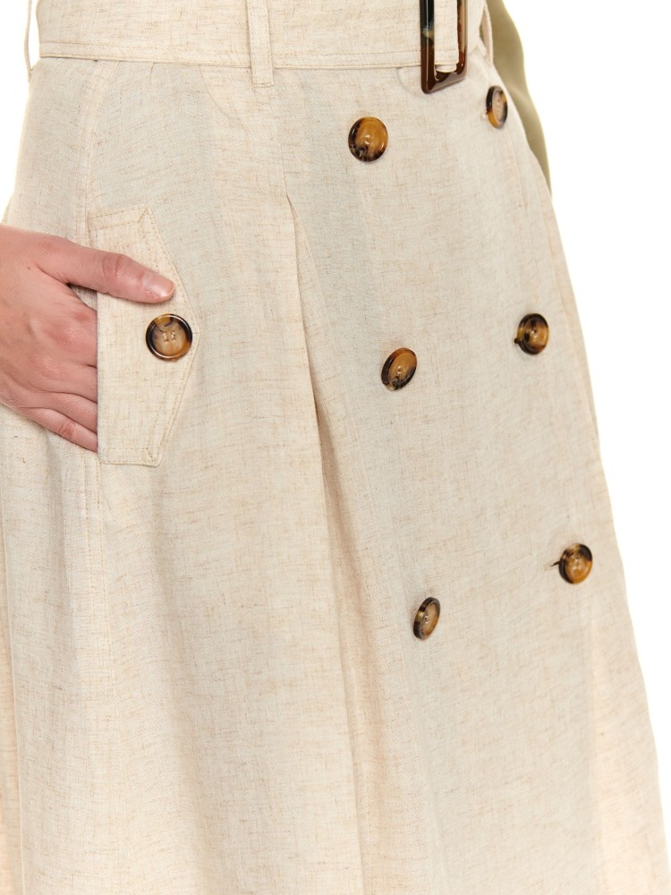 Lniana spódnica w stylu safari z paskiem 