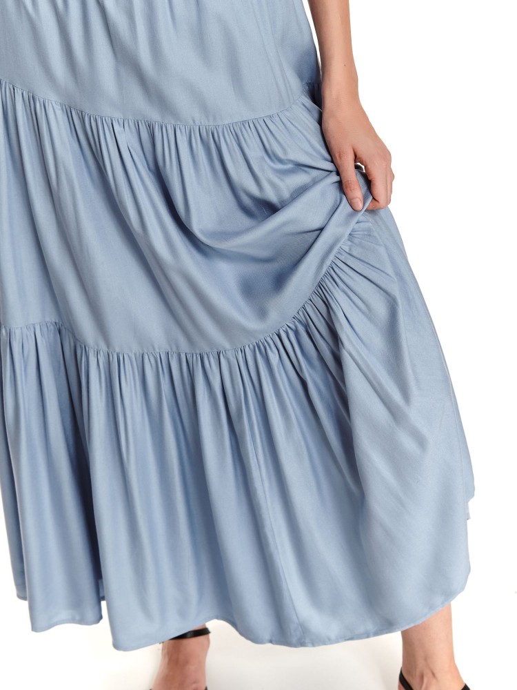 Długa spódnica z falbanami z szeroką gumką w pasie