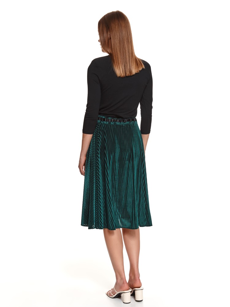 Welurowa plisowana spódnica z wiązaną taśmą