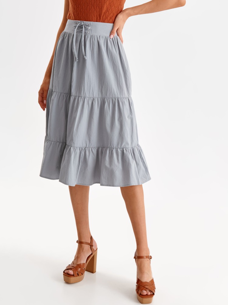 Spódnica z falbanami i wiązaniem w pasie