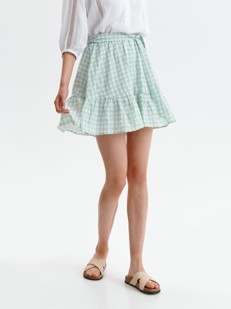Krótka spódnica z falbaną w kratkę vichy Krótka spódnica z falbaną w kratkę vichy