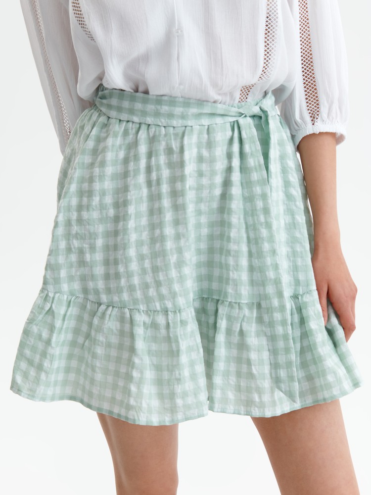 Krótka spódnica z falbaną w kratkę vichy Krótka spódnica z falbaną w kratkę vichy