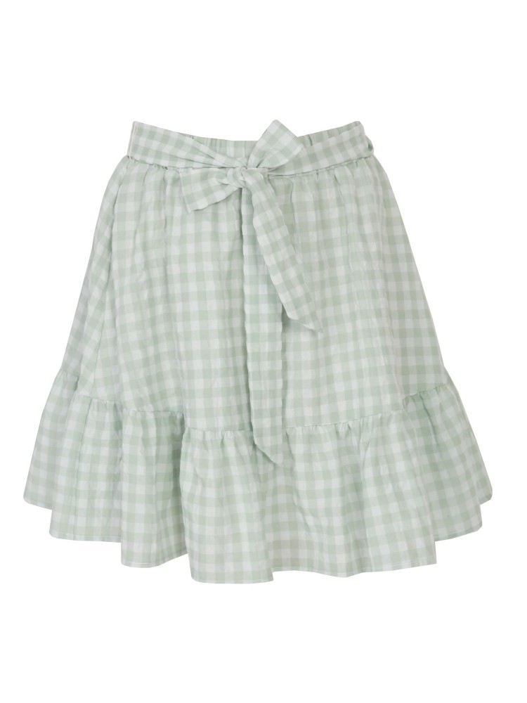 Krótka spódnica z falbaną w kratkę vichy Krótka spódnica z falbaną w kratkę vichy