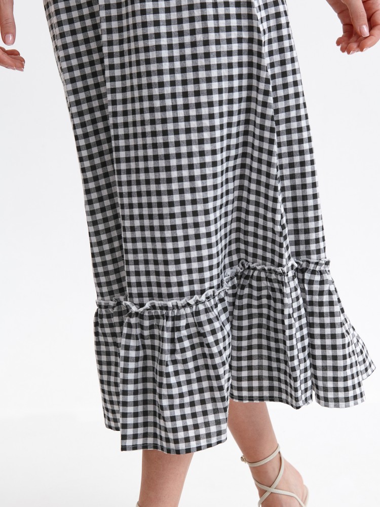 Spódnica midi z falbaną, w kratkę vichy
