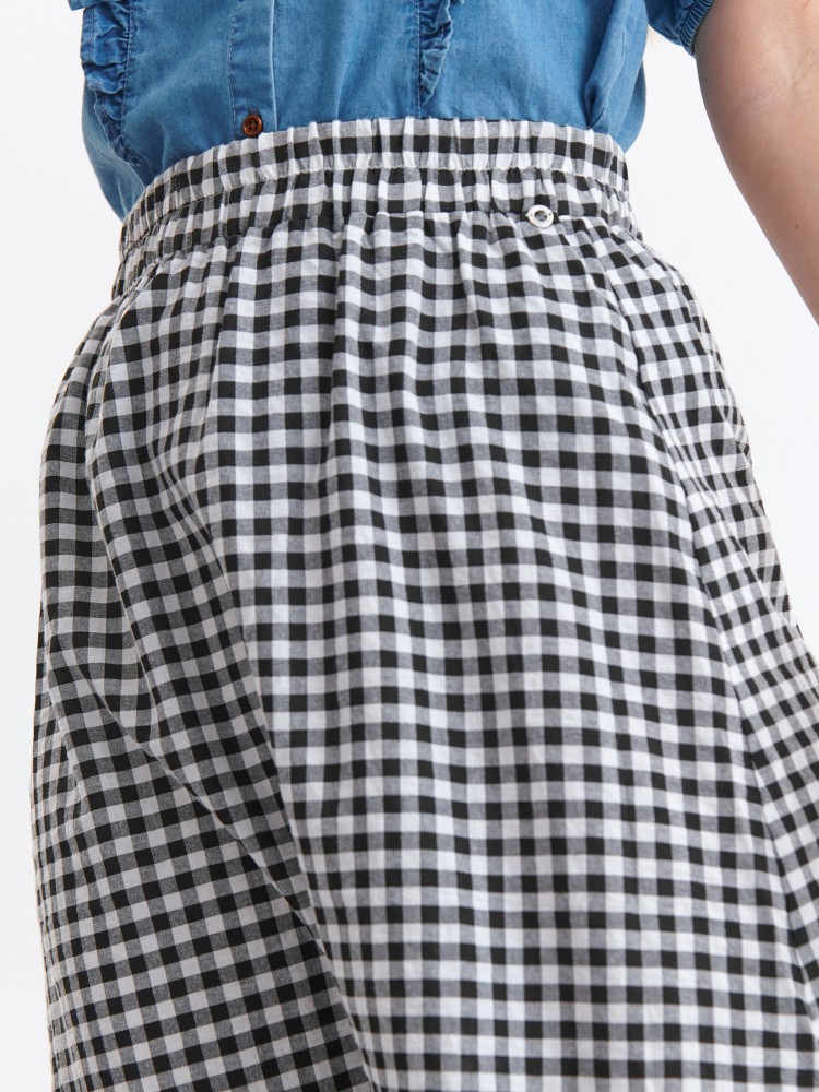 Spódnica midi z falbaną, w kratkę vichy
