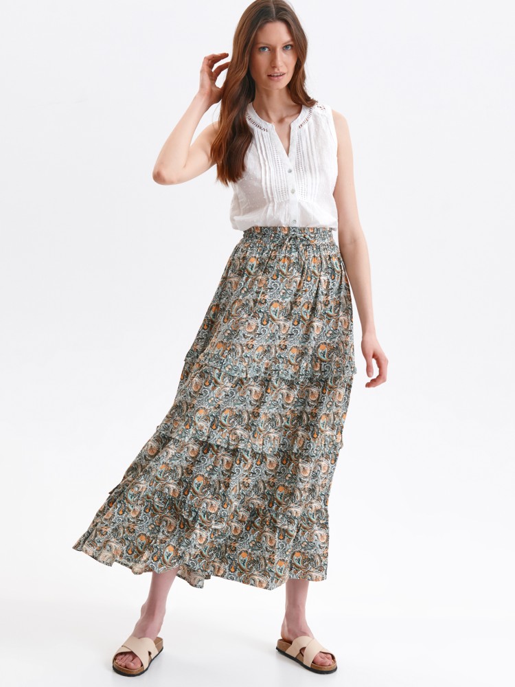 Długa spódnica z falbanami w print