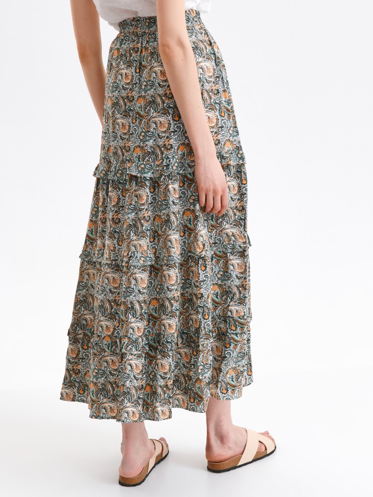 Długa spódnica z falbanami w print