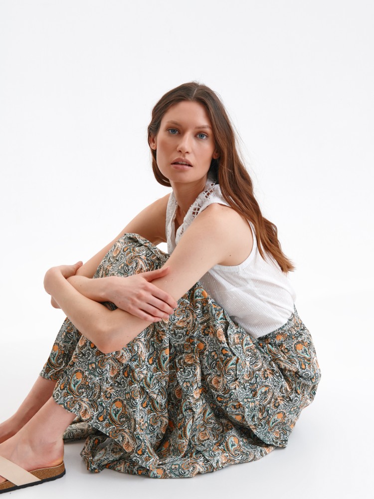 Długa spódnica z falbanami w print