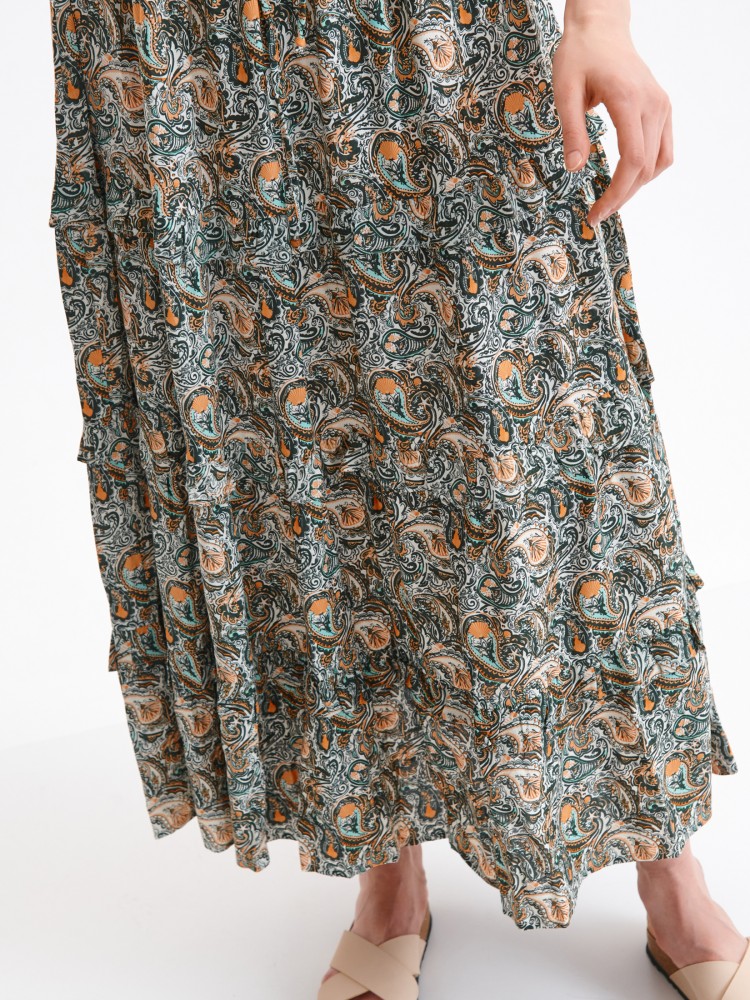 Długa spódnica z falbanami w print