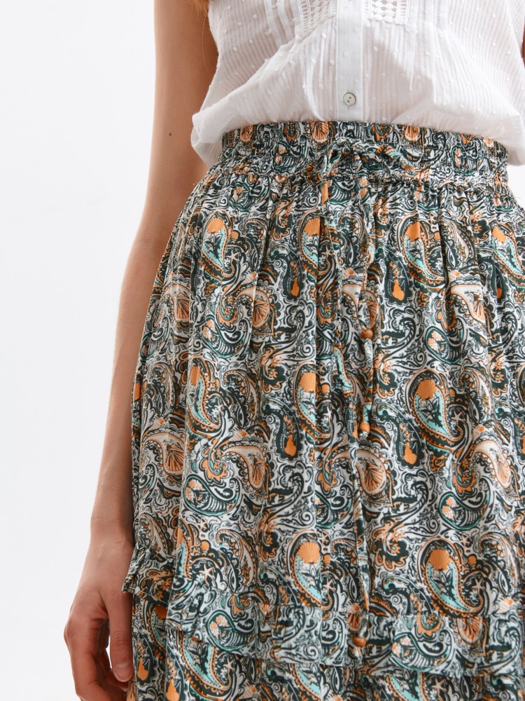 Długa spódnica z falbanami w print