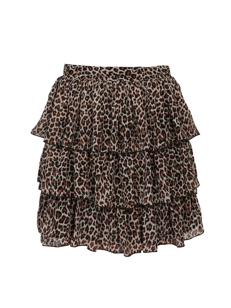 Krótka spódnica w panterkę z falbanami