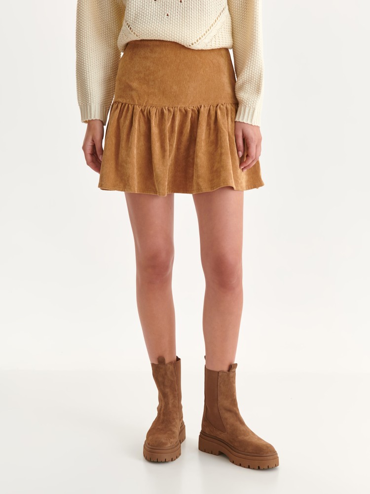 Sztruksowa mini spódnica z falbaną