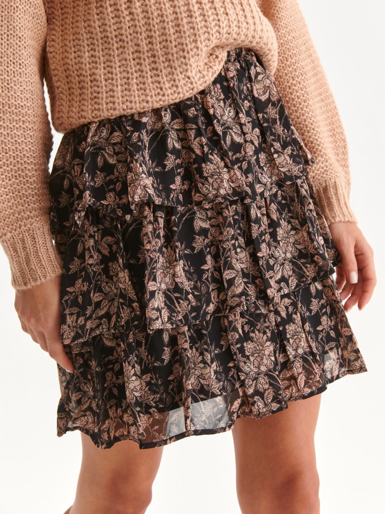 Krótka spódniczka z falbankami w kwiaty