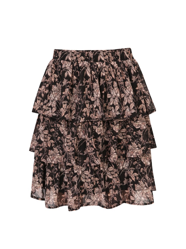 Krótka spódniczka z falbankami w kwiaty