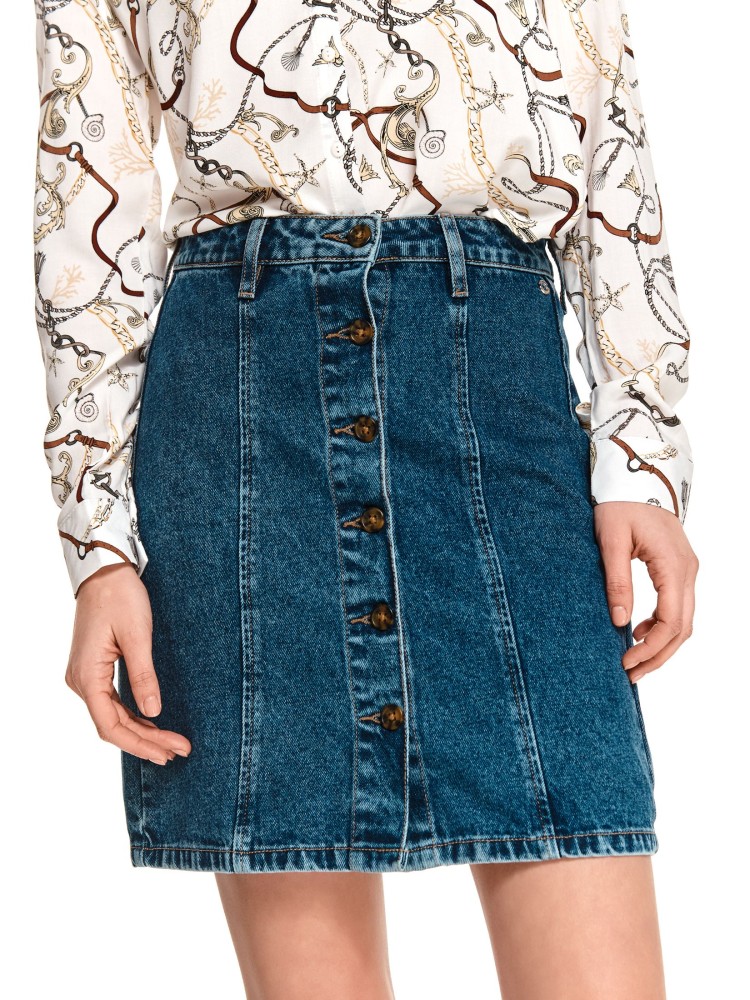 Mini jeansowa spódniczka, trapezowa