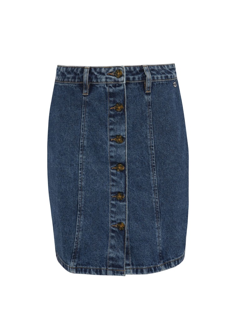 Mini jeansowa spódniczka, trapezowa