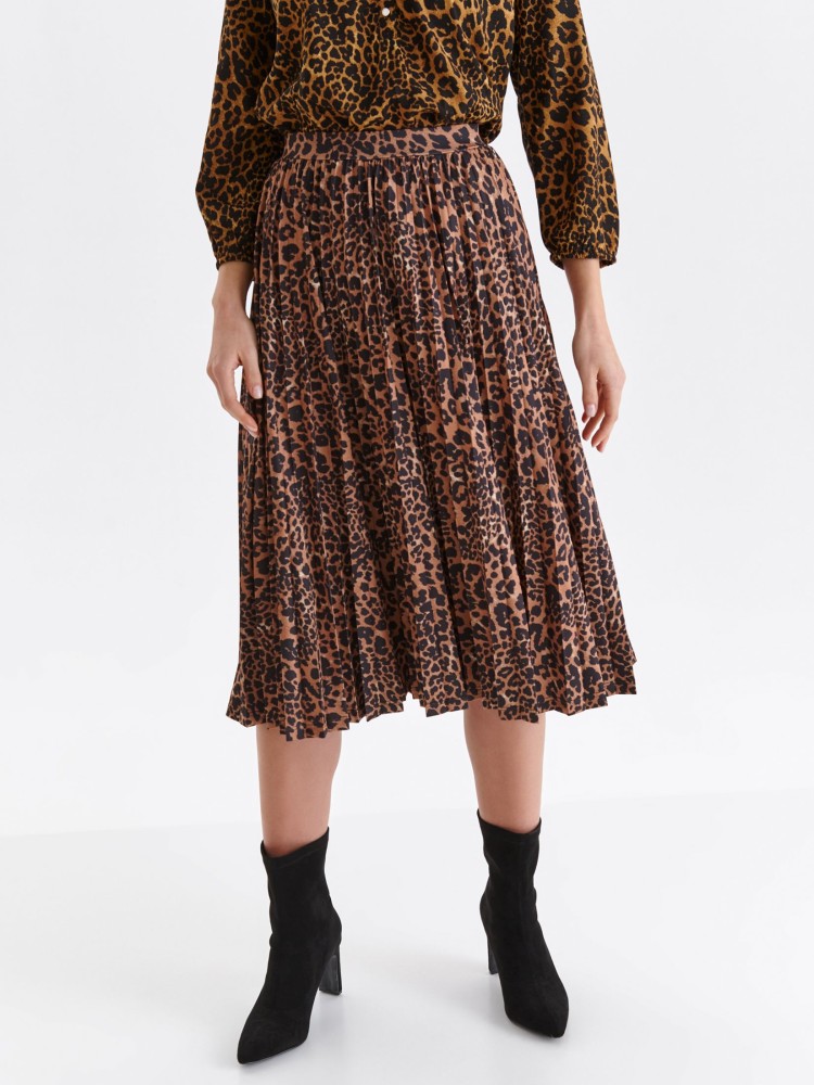 Plisowana spódnica w panterkowy nadruk