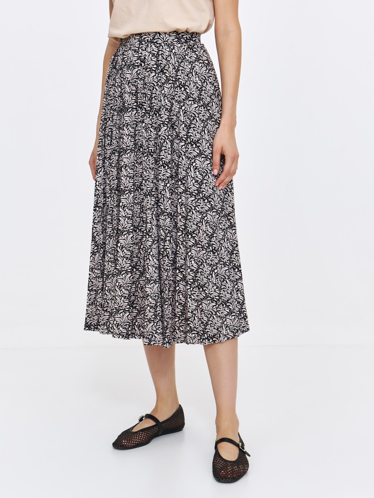 Luźna spódnica midi z wzorem