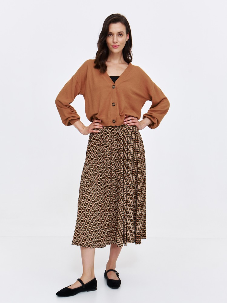 Luźny kardigan damski na guziki w kolorze camel 