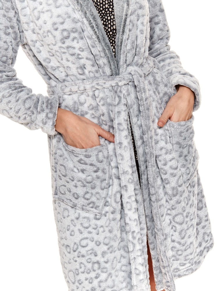 Miękki szlafrok w zwierzęcy nadruk