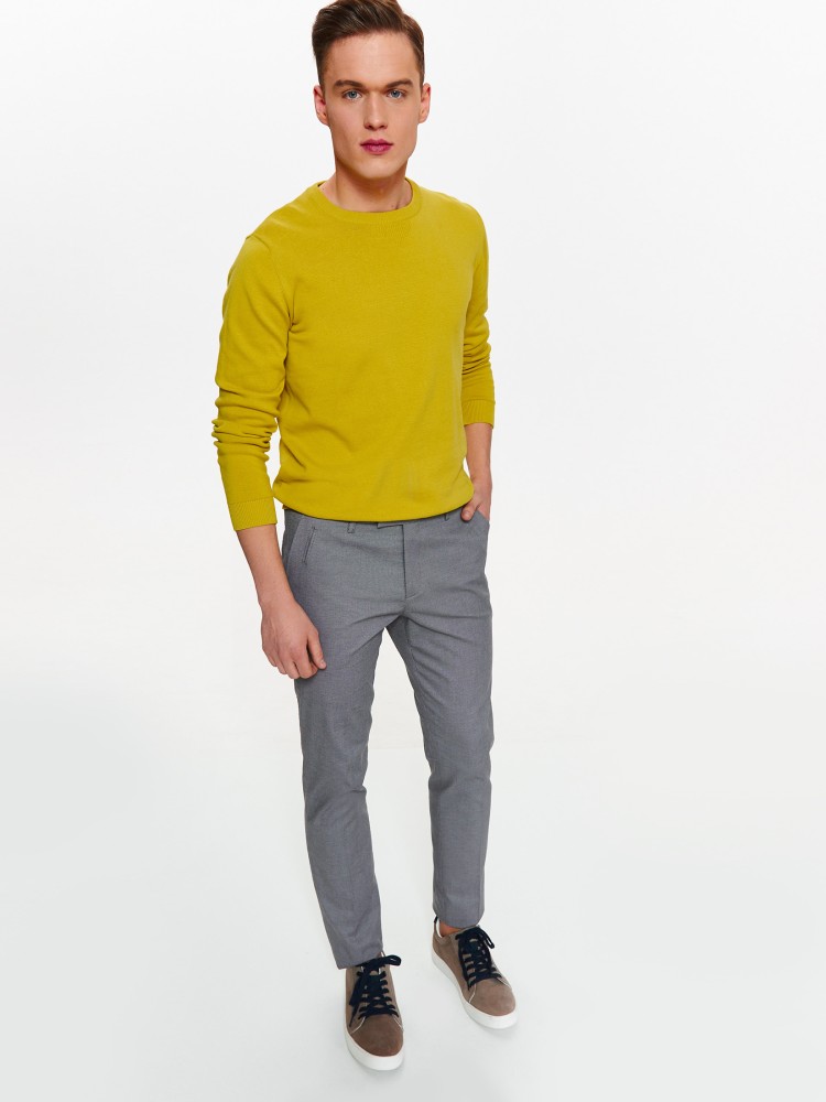 Spodnie męskie ze strukturalnej tkaniny o dopasowanym kroju