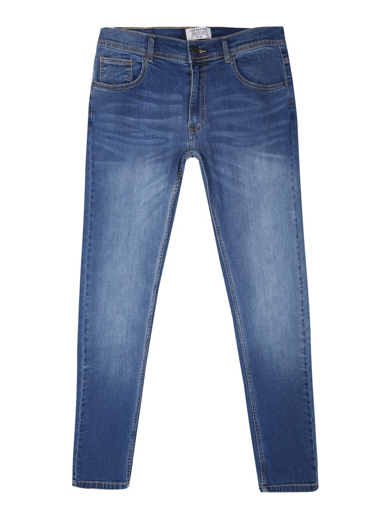 Spodnie męskie jeansowe o dopasowanym kroju z lekkimi przetarciami