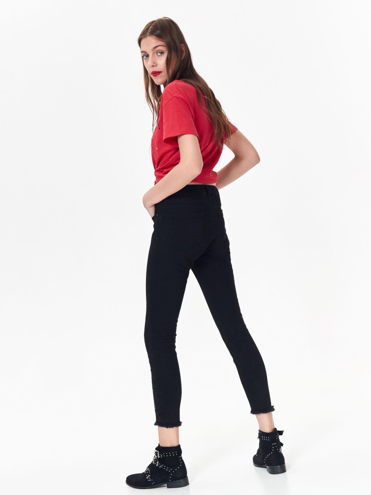 Spodnie damskie slim z haftem z koralikami Spodnie damskie slim z haftem z koralikami