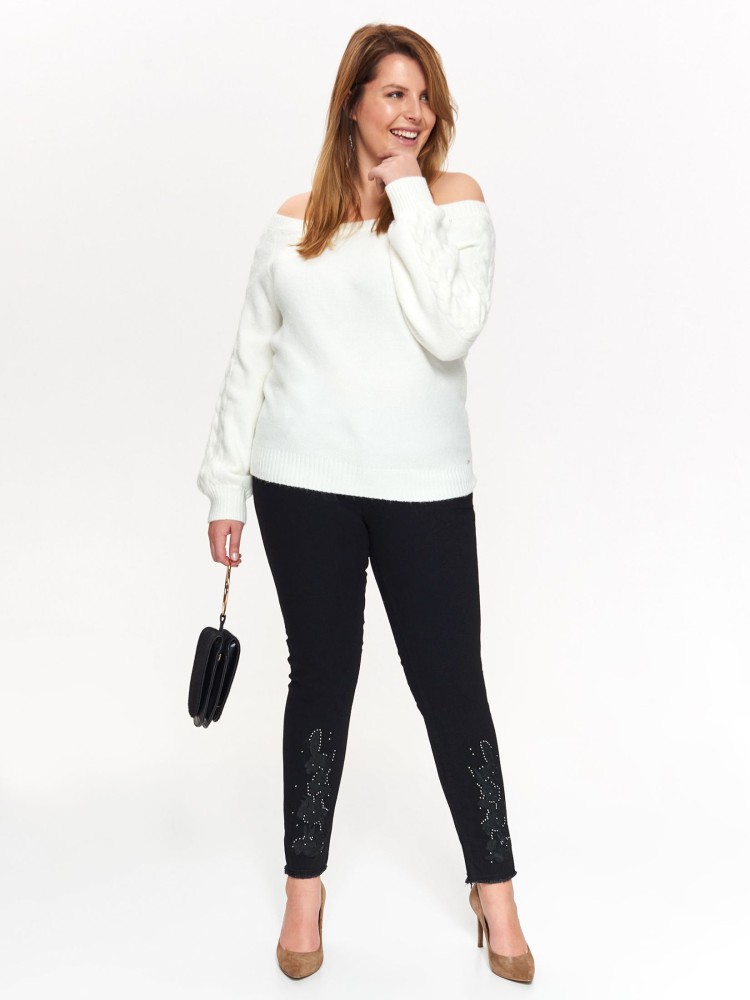 Spodnie damskie slim z haftem z koralikami Spodnie damskie slim z haftem z koralikami