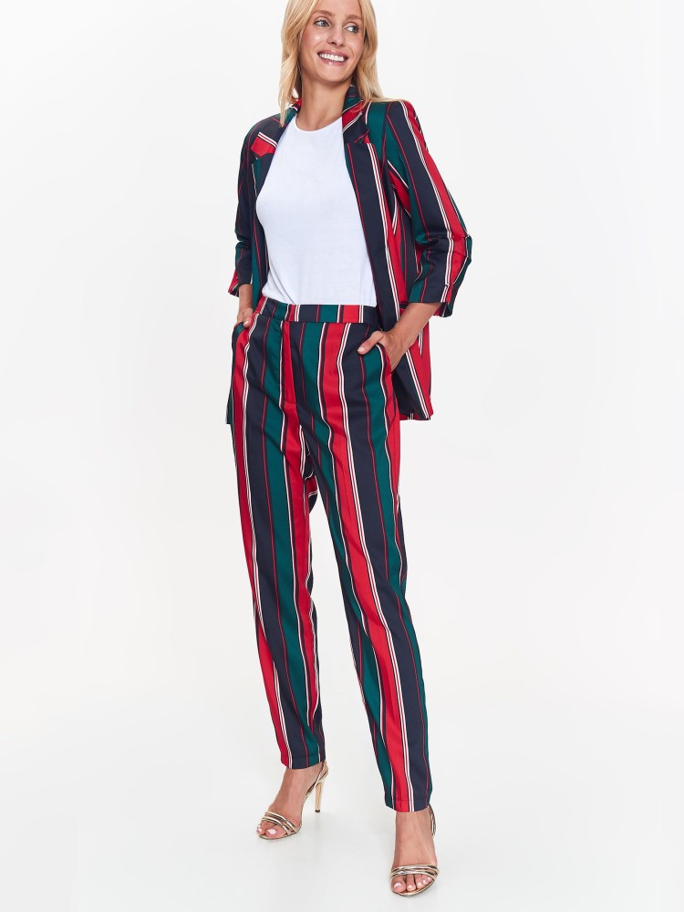 Eleganckie spodnie damskie w modne pasy