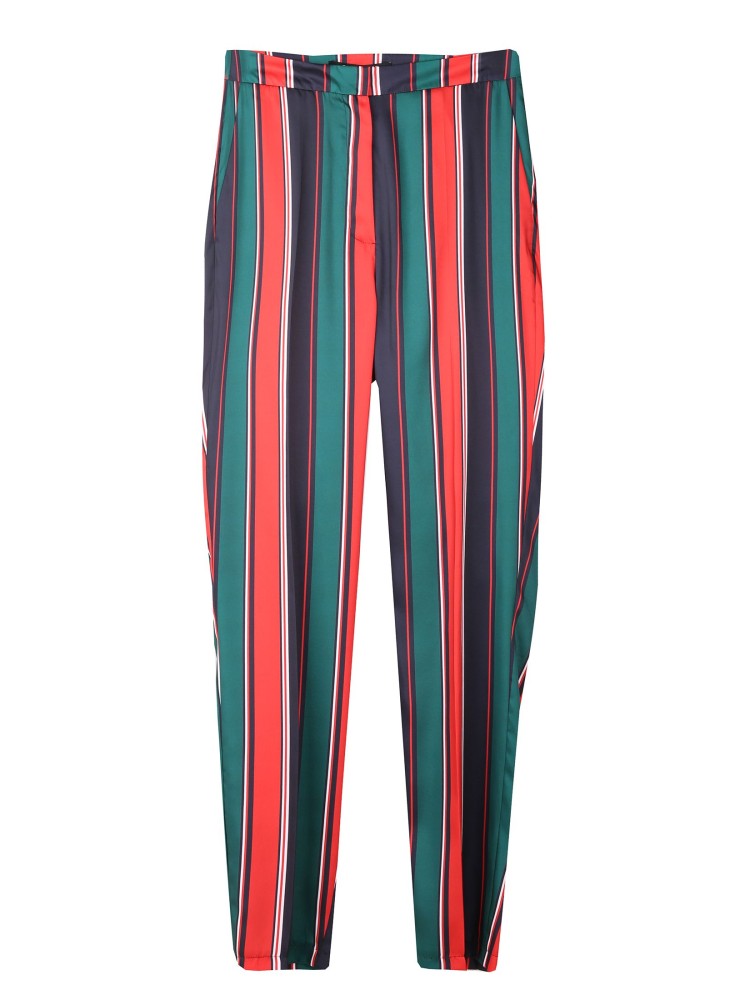 Eleganckie spodnie damskie w modne pasy