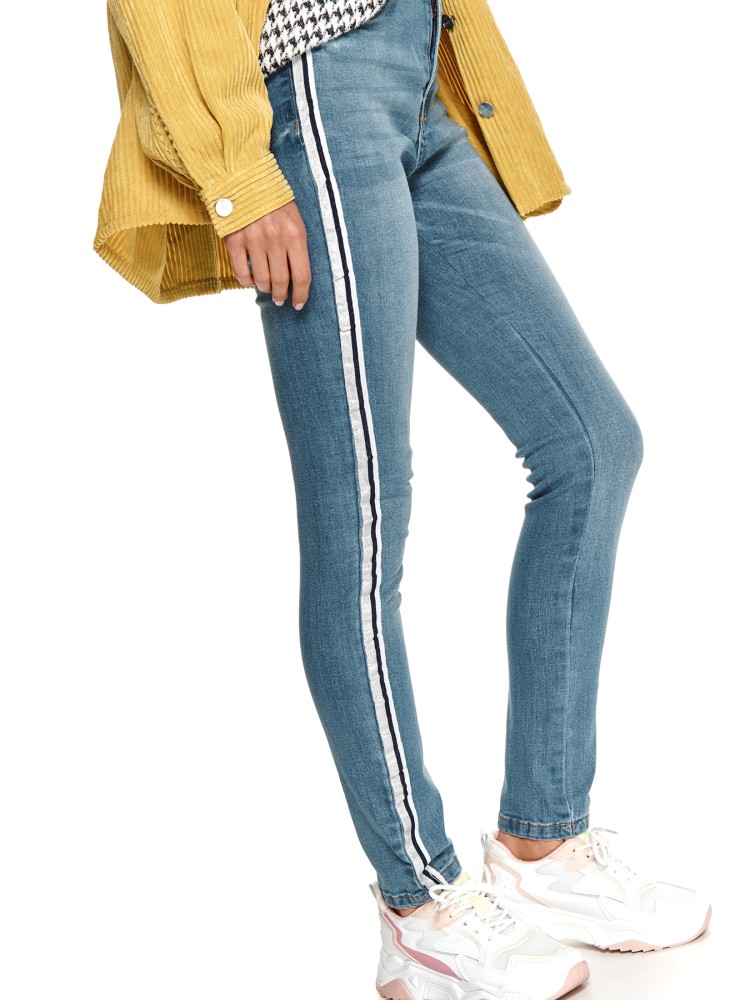 Spodnie jeansowe skinny z ozdobną taśmą Spodnie jeansowe skinny z ozdobną taśmą