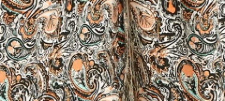 Printowane, luźne spodnie 7/8 z zakładkami