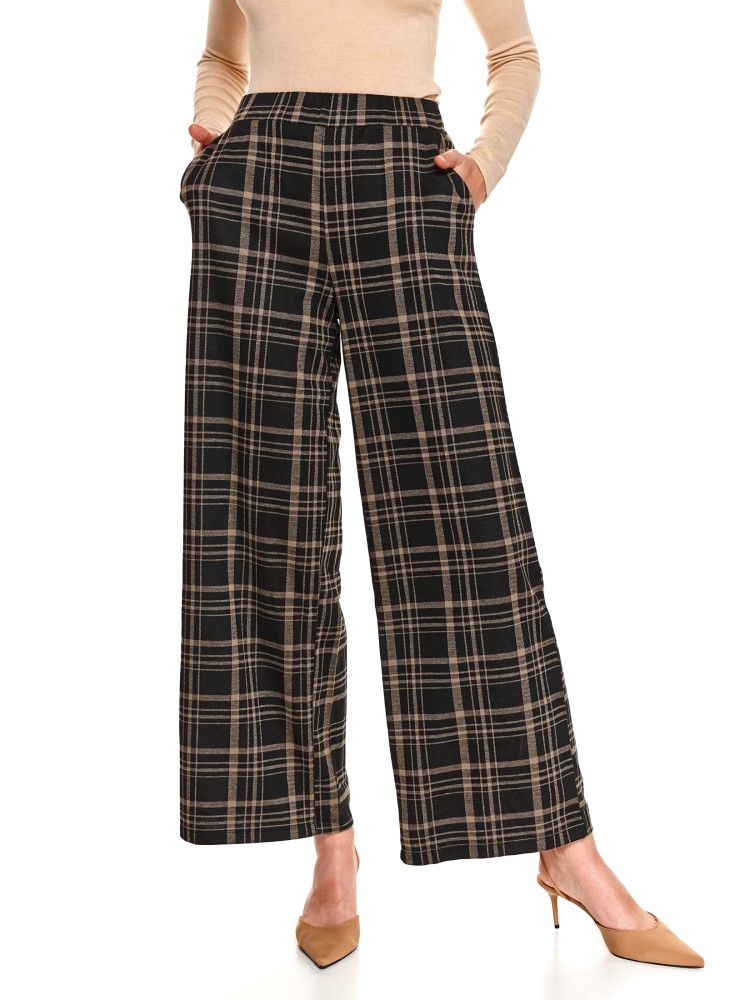 Szerokie spodnie damskie w kratę