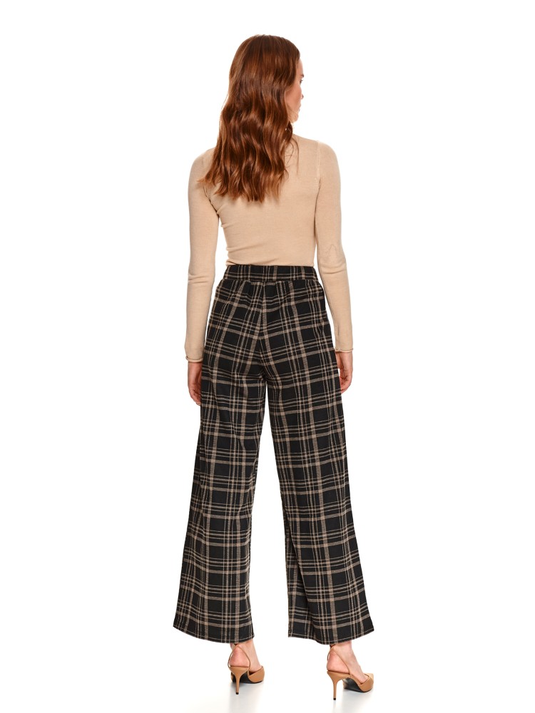 Szerokie spodnie damskie w kratę