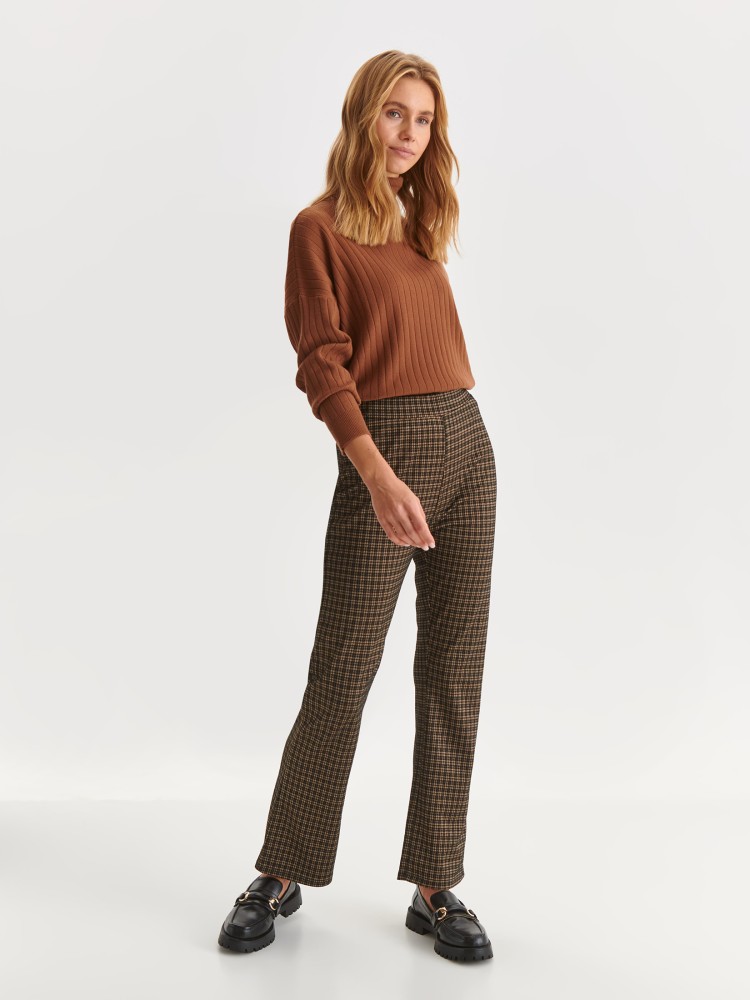 Szerokie spodnie damskie w kratę Szerokie spodnie damskie w kratę