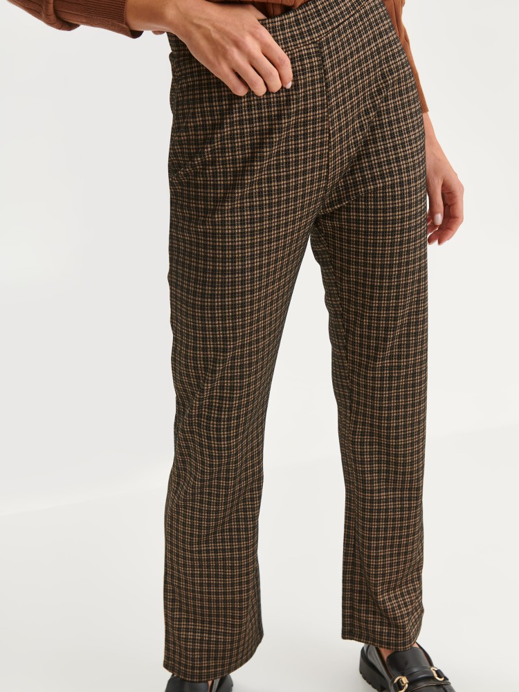Szerokie spodnie damskie w kratę Szerokie spodnie damskie w kratę