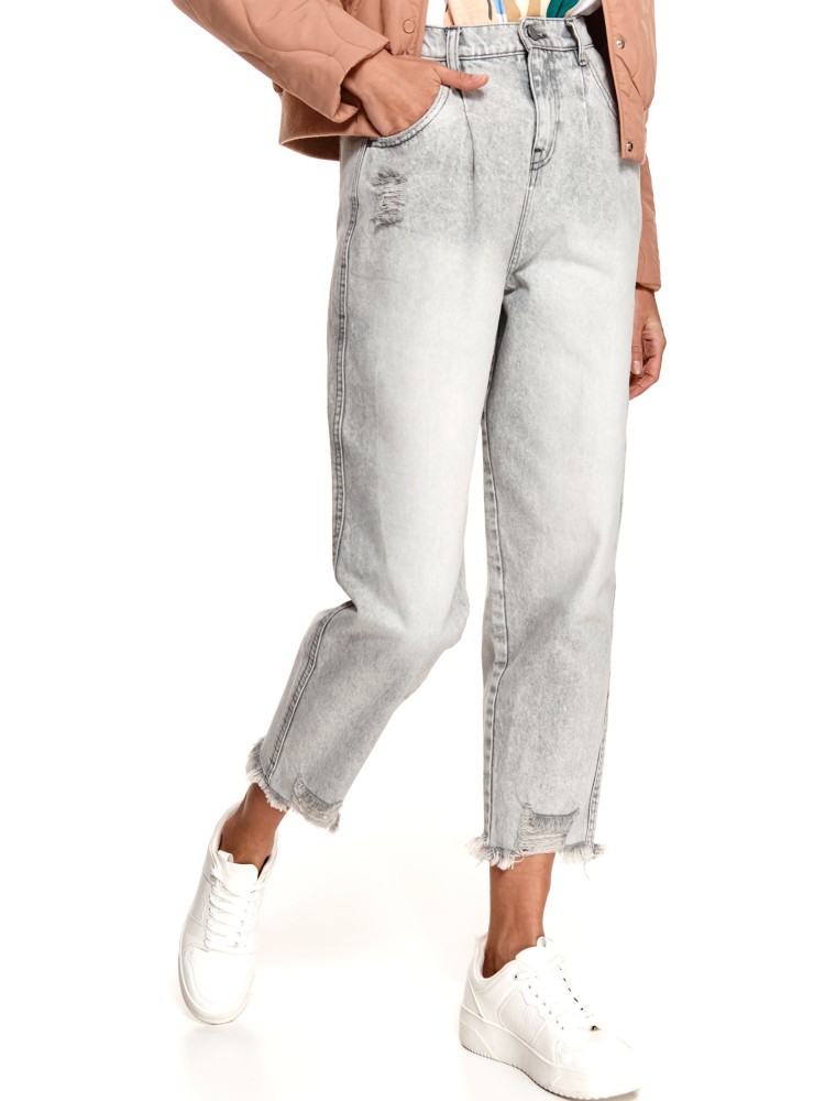 Jeansowe spodnie z przetarciami