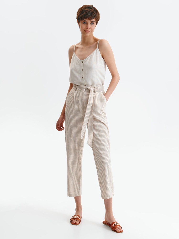 Bawełniane spodnie damskie z wiązaniem