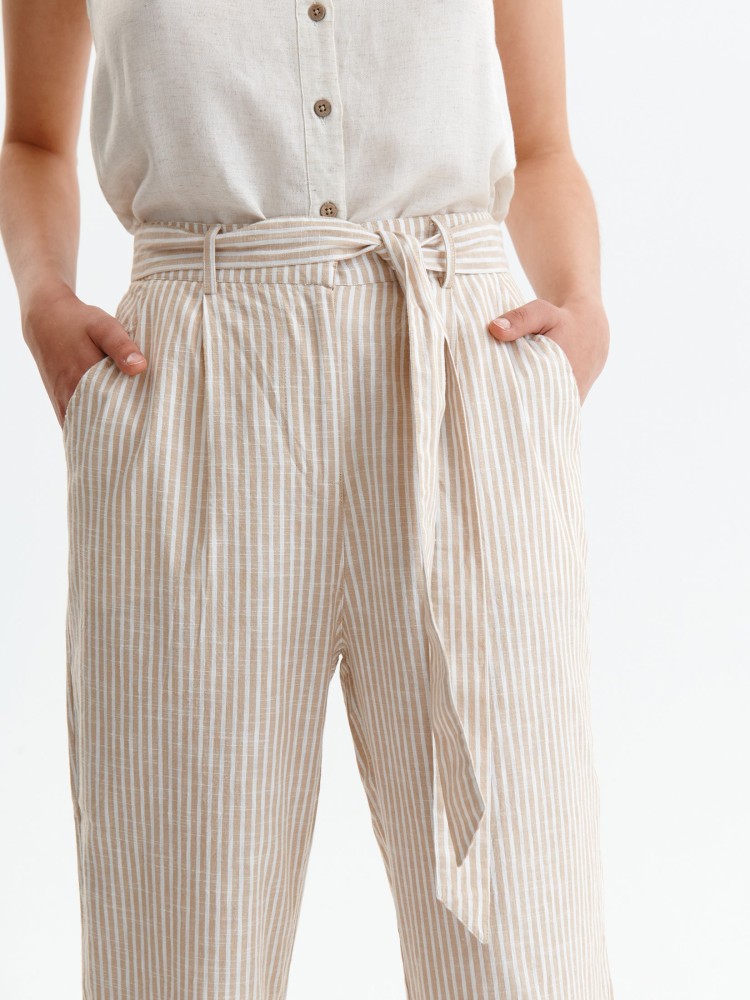 Bawełniane spodnie damskie z wiązaniem