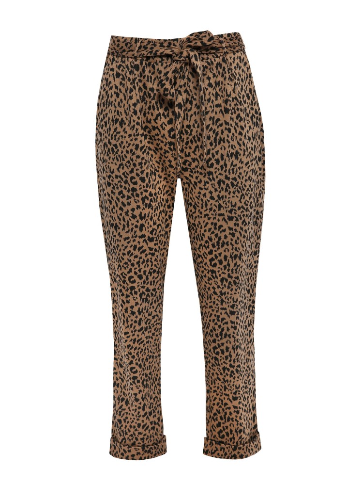 Luźne spodnie damskie w panterkowy nadruk Luźne spodnie damskie w panterkowy nadruk