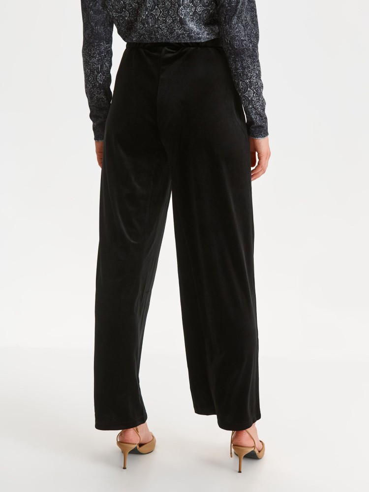 Welurowe spodnie z szerokimi nogawkami
