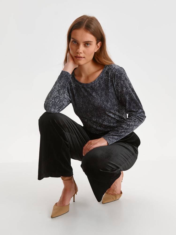 Welurowe spodnie z szerokimi nogawkami