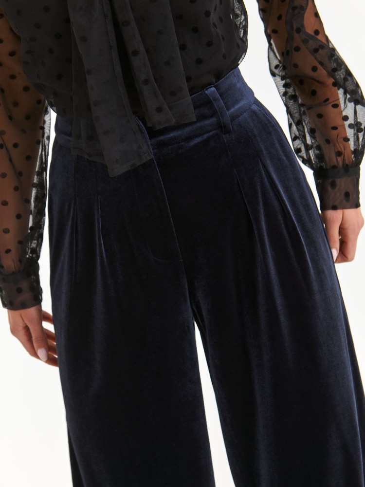 Tkaninowe długie spodnie z zakładkami Tkaninowe długie spodnie z zakładkami