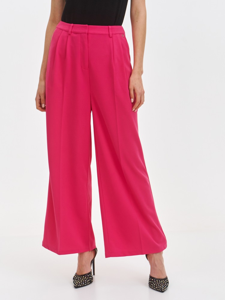 Szerokie różowe spodnie damskie wide leg Szerokie różowe spodnie damskie wide leg